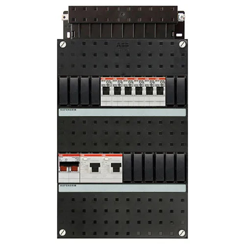 ABB groepenkast 6 groeps 2x(2P)aardlekschakelaar + 2P hoofdschakelaar 1F
