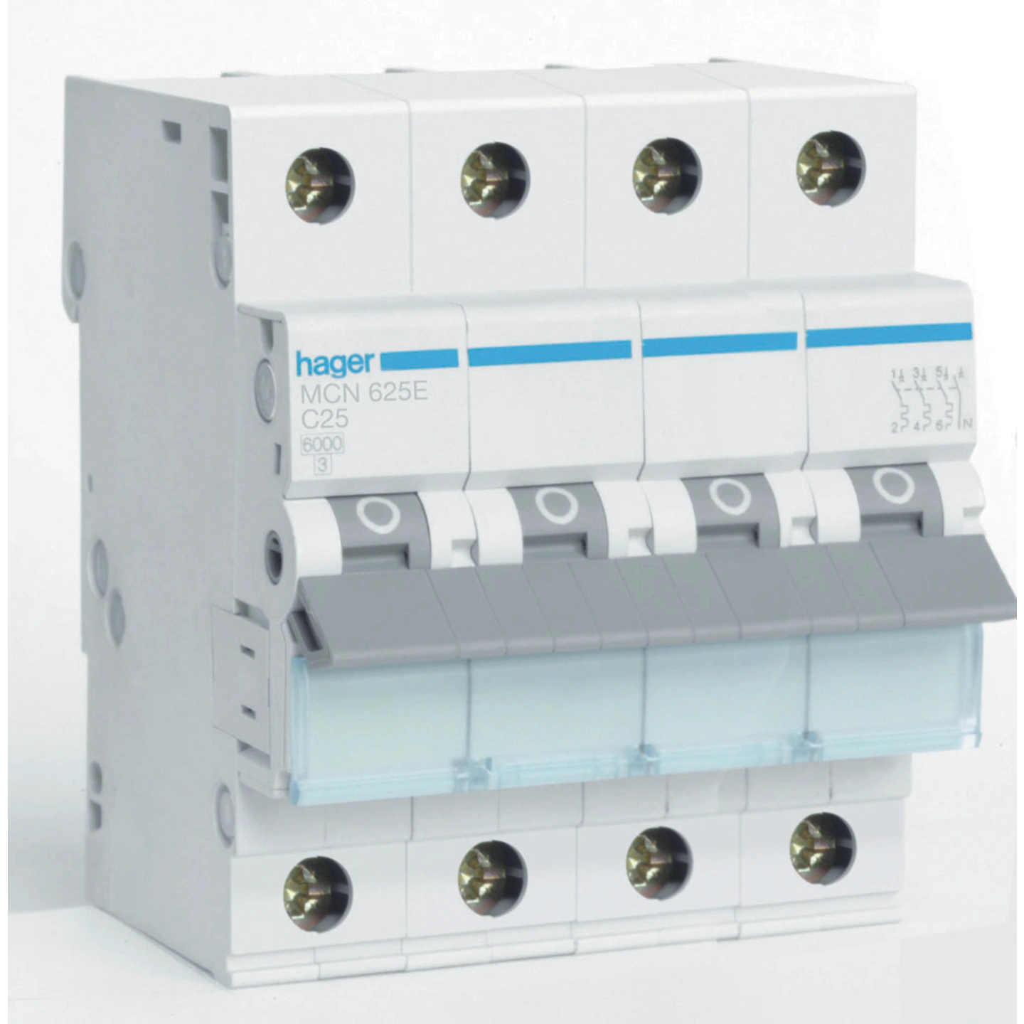 HAGER MCN625E INSTALLATIE AUTOMAAT C25 4P 3P+N