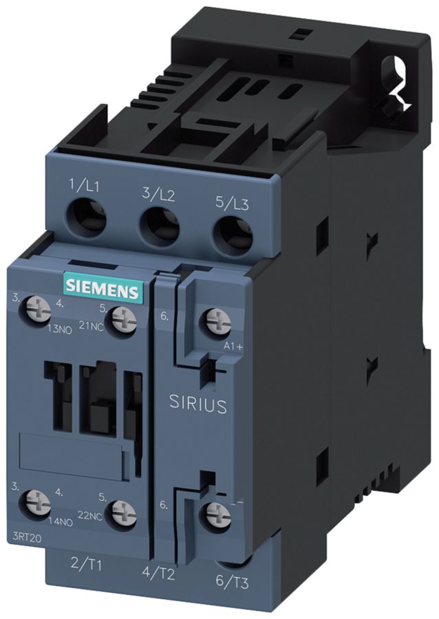 SIEMENS Contactor 3RT2026-1BB40, AC-3, 25 A/11 kW/400 V, 3-pole, 24 V DC, 1 NO+1 NC, screw t
