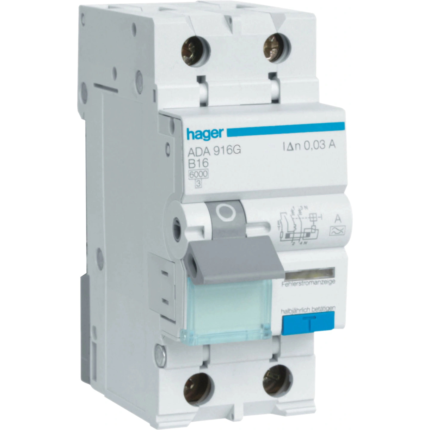 HAGER ADA916G AARDLEKAUTOMAAT HACO B16 1P+N 30mA