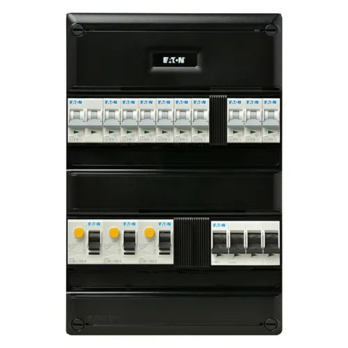 Eaton groepenkast 9 groeps+kook 3x(2P)aardlks+4P hfds 3F - Voorbedrade groepenkast